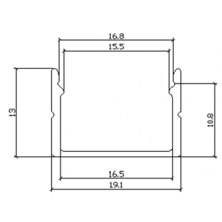 Perfil para tira led 220 voltios 15mm ancho 2 metros