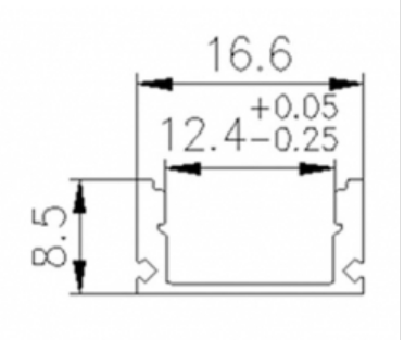 Perfil para tira led 2 metros 16.6mm