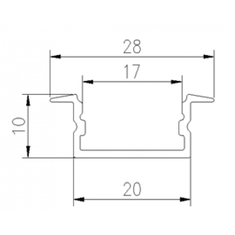 Perfil empotrar para tira led 2 metros tira 2010