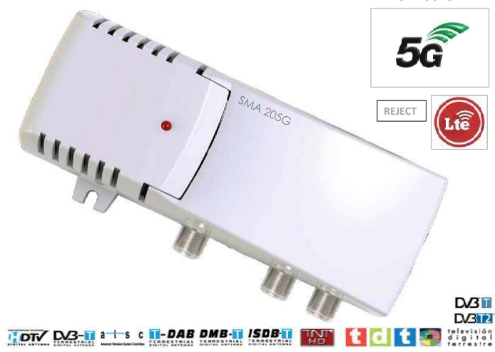 Amplificador de interior 5G 20dB VHF-UHF