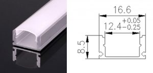 Perfil para tira led 2 metros 16.6mm