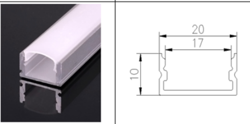 [GM00472] Perfil para tira led 220 voltios 2010 ancho 2 metros